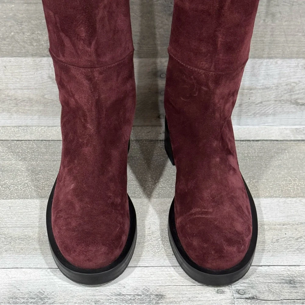 NWOT STUART WEITZMAN 5050 OVER THE KNEE SUEDE BOOTS IN CABERNET - SIZE - 5B .US